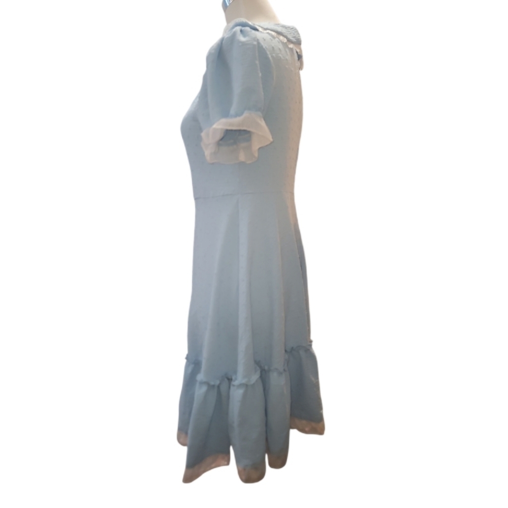 Elegant Blue Dress with White Accents - Picture 4 of 9